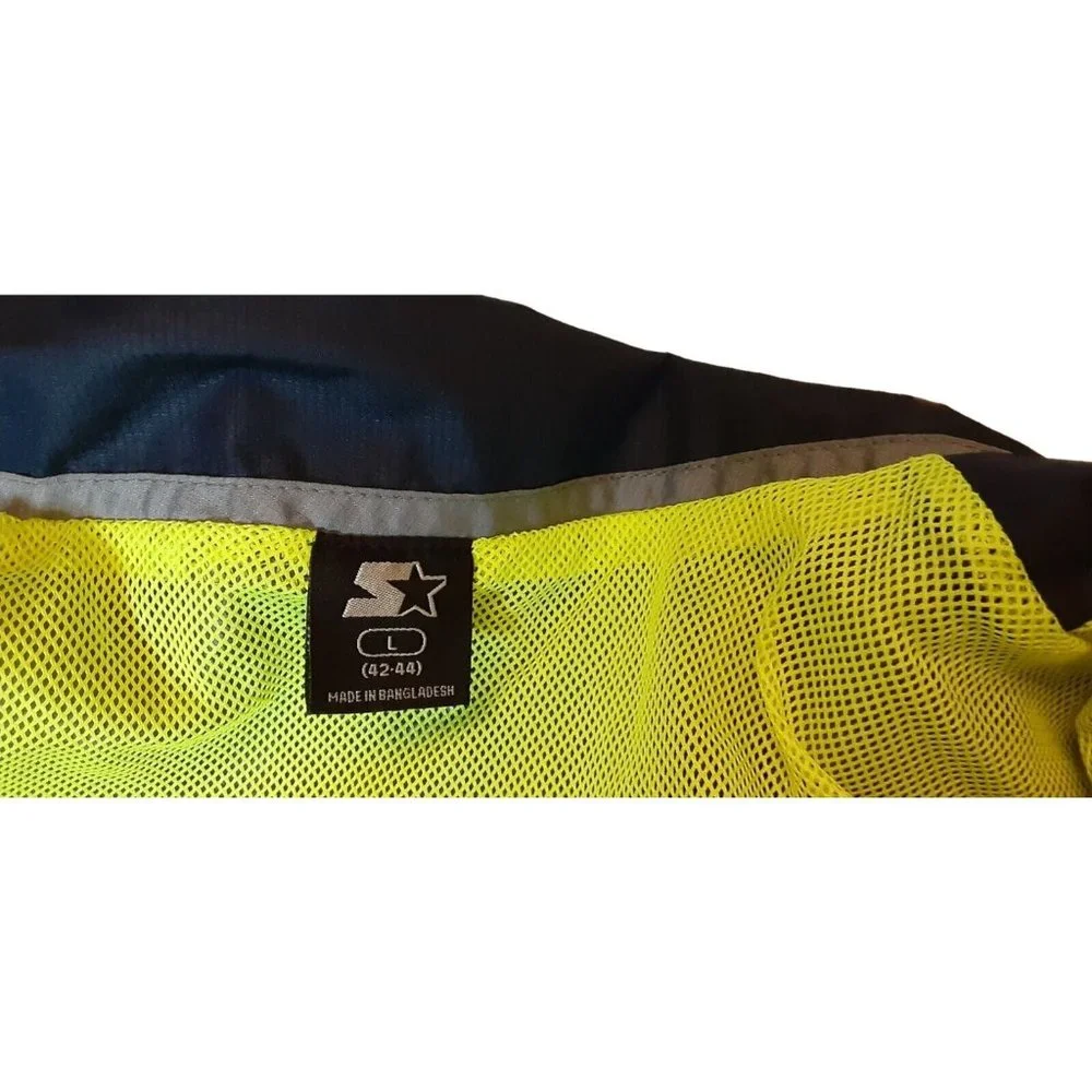 Starter Jacket Wind Breaker Men's Large 42-44 Navy Blue & Gray Lined Fu…‎